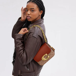 Coach Idol In Signature Canvas With Snakeskin Detail