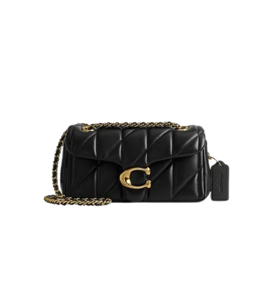 Tabby Shoulder Bag 20 With Quilting leather Black Gold