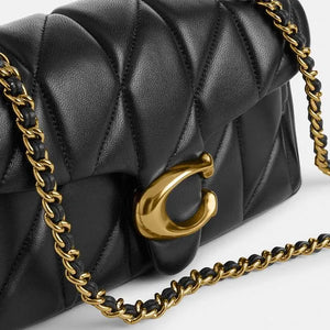 Tabby Shoulder Bag 20 With Quilting leather Black Gold