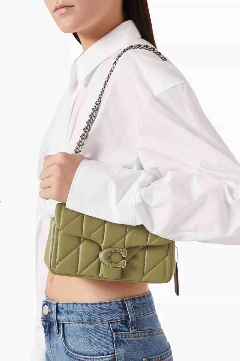 Tabby Shoulder Bag 20 With Quilting leather Green