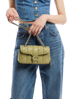 Tabby Shoulder Bag 20 With Quilting leather Green