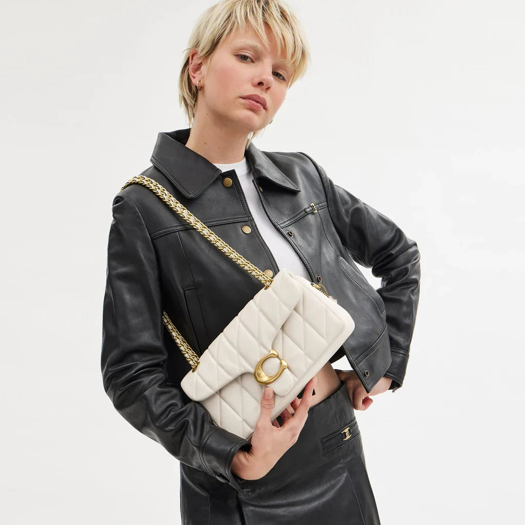 Tabby Shoulder Bag 26 With Quilting Chalk Gold