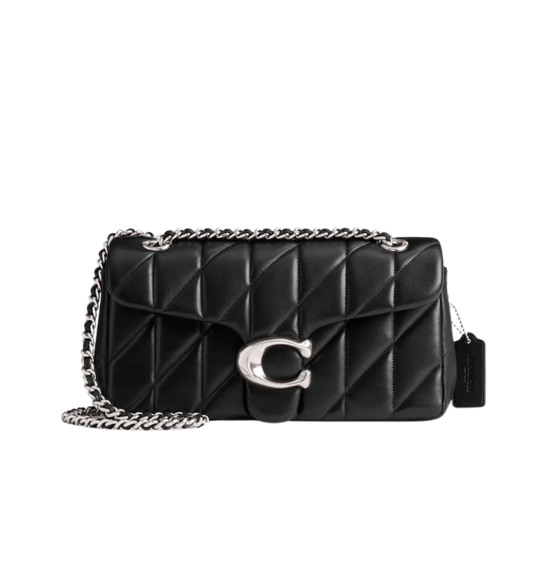 Tabby Shoulder Bag 26 With Quilting Black Silver