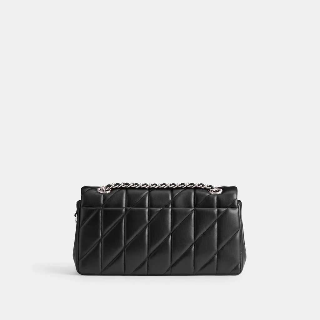 Tabby Shoulder Bag 26 With Quilting Black Silver
