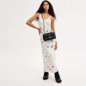 Tabby Shoulder Bag 26 With Quilting Black Silver