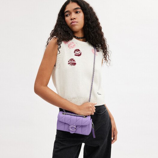 Tabby Shoulder Bag 20 With Quilting leather Purple