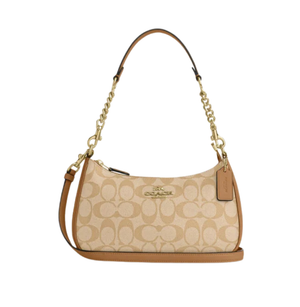 Coach Teri Shoulder Bag In Signature Canvas Khaki Saddle