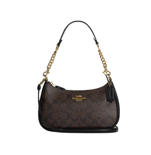 Coach Teri Shoulder Bag In Signature Canvas Brown Black