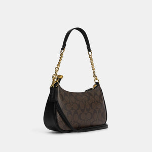 Coach Teri Shoulder Bag In Signature Canvas Brown Black