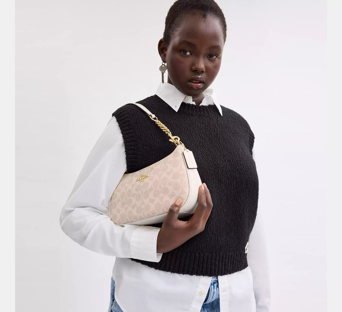 Coach Teri Shoulder Bag In Signature Canvas Sand White