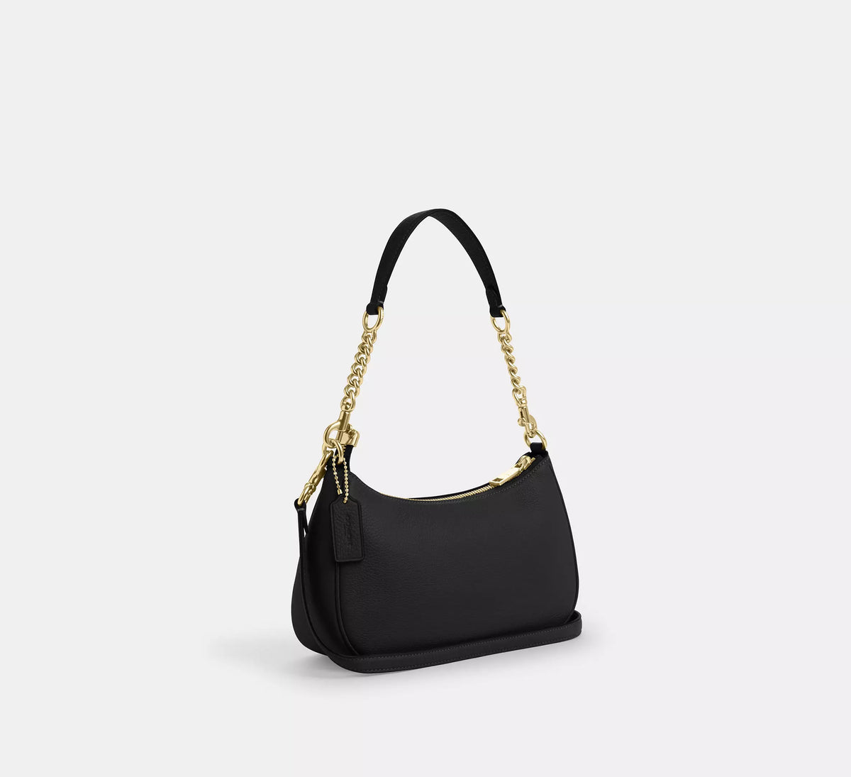 Coach Teri Shoulder Bag In pebbled leather Gold Black