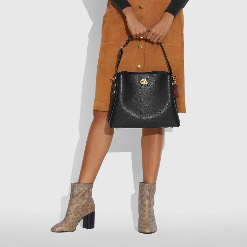 Coach Willow Shoulder Bag Leather Black