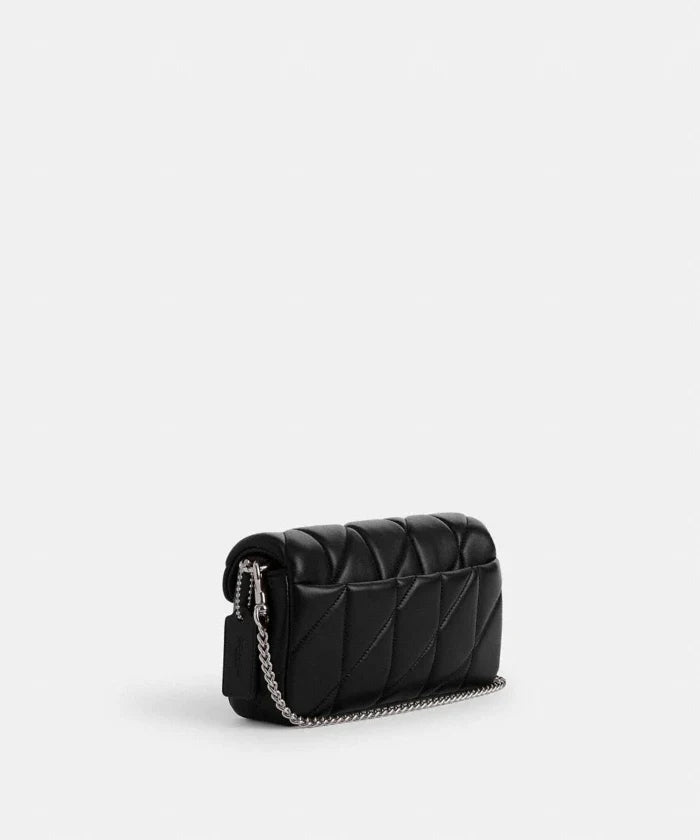 Tabby Shoulder Bag 20 With Pillow Quilting leather Black Silver