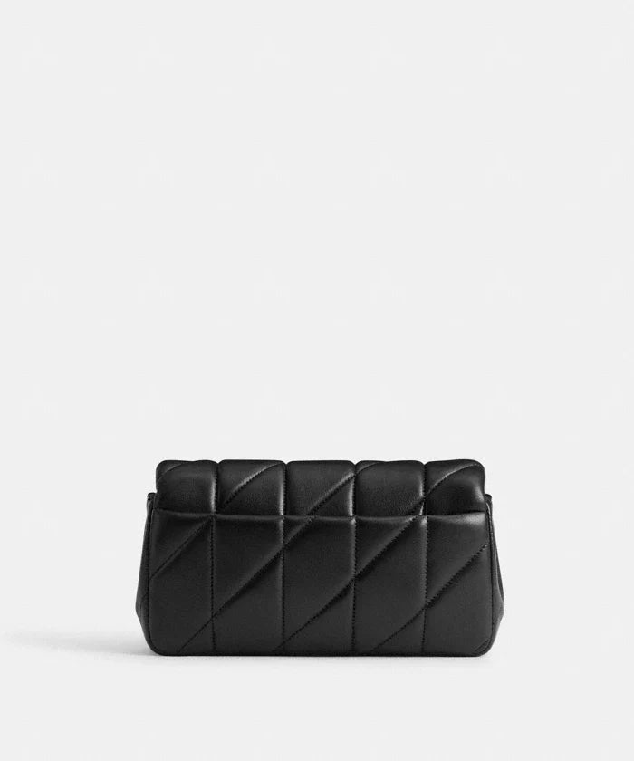 Tabby Shoulder Bag 20 With Pillow Quilting leather Black Silver