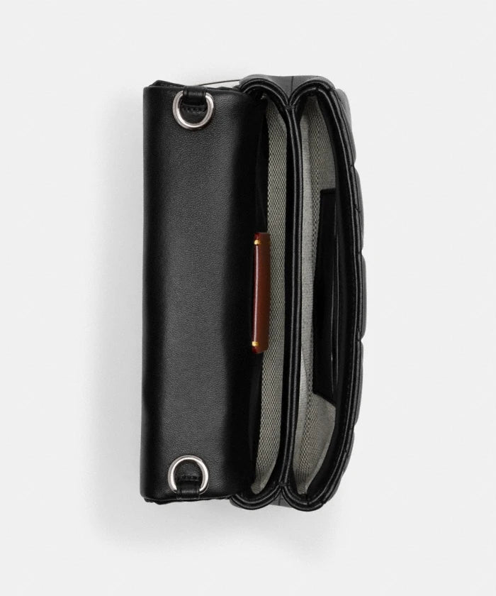 Tabby Shoulder Bag 20 With Pillow Quilting leather Black Silver