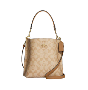 Coach Mollie Bucket Bag 22 In Signature Canvas Light Khaki Light Saddle