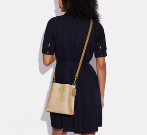 Coach Mollie Bucket Bag 22 In Signature Canvas Light Khaki Light Saddle