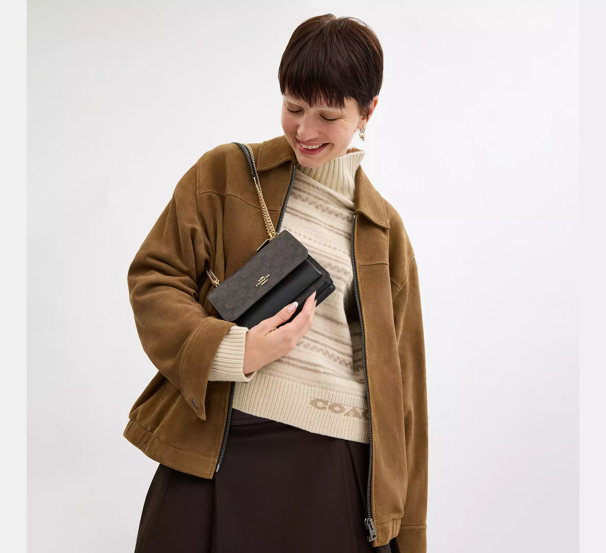 Coach Mini Klare Crossbody Bag In Signature Canvas Walnut Black