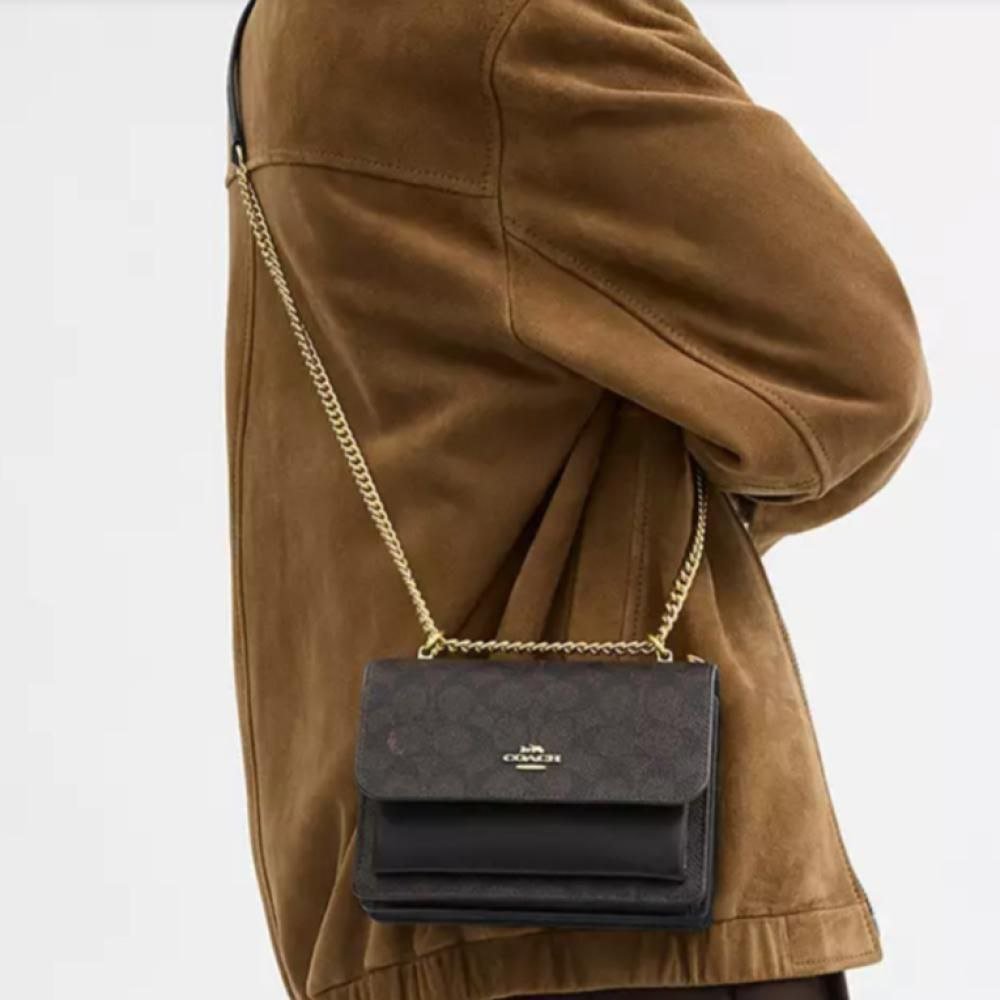 Coach Mini Klare Crossbody Bag In Signature Canvas Walnut Black