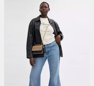 Coach Mini Klare Crossbody Bag In Signature Canvas Tan Black