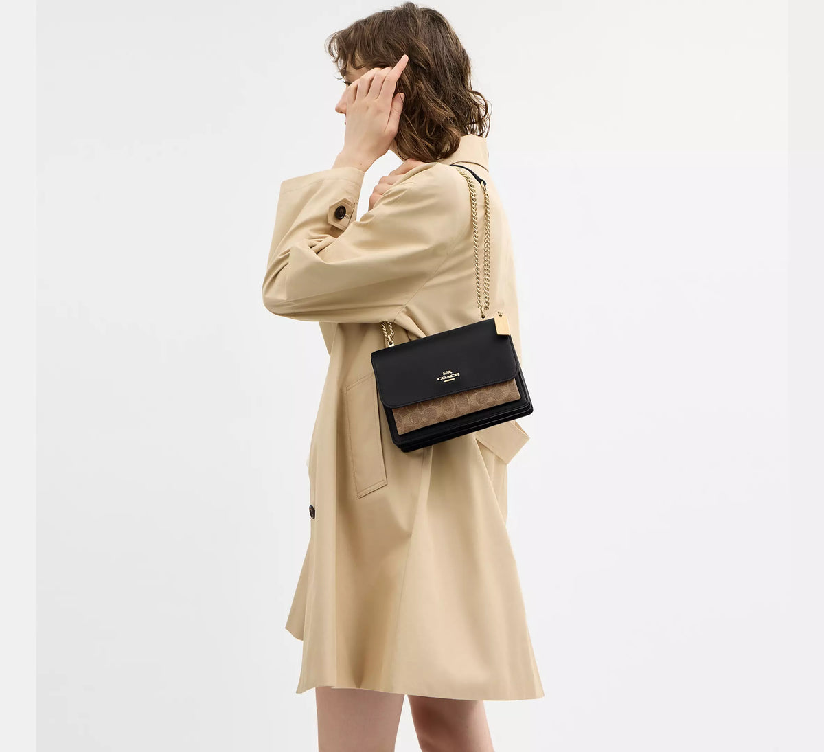 Coach Klare Crossbody Bag In Signature Canvas Tan Black