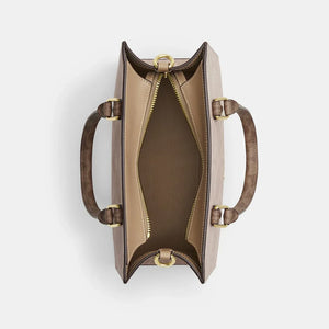 Coach Maggie Small Tote Bag In Blocked Signature Canvas Sand Tan