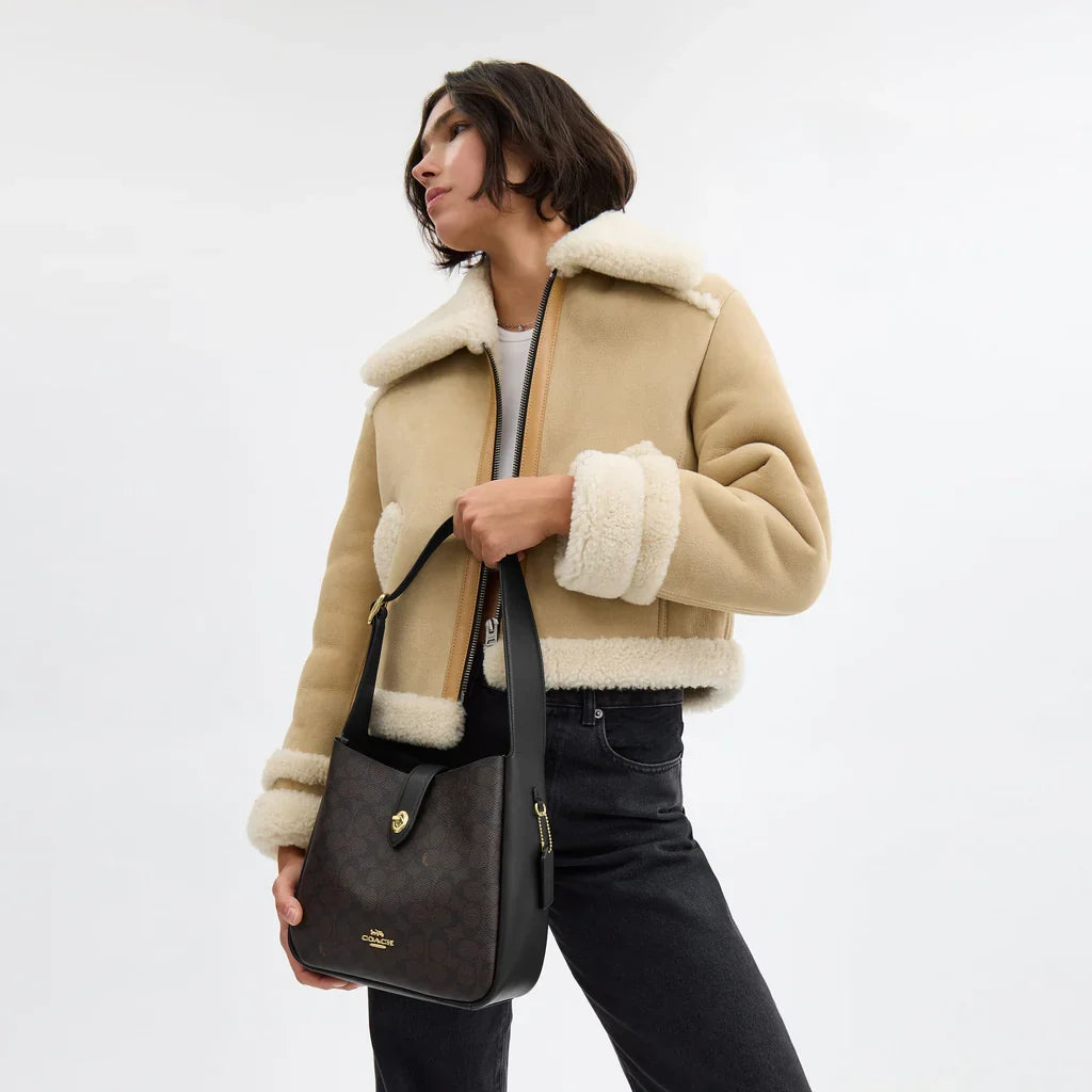 Coach Hadley Convertible Crossbody Bag in Signature Canvas Walnut Black
