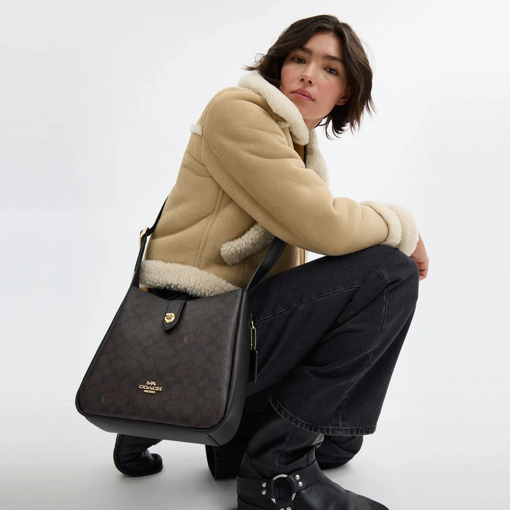 Coach Hadley Convertible Crossbody Bag in Signature Canvas Walnut Black