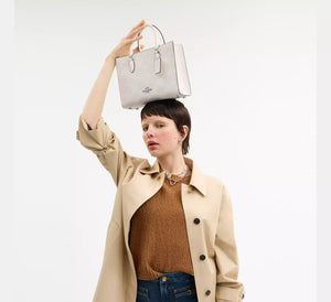 Coach Maggie Small Tote Bag In Blocked Signature Canvas White Chalk