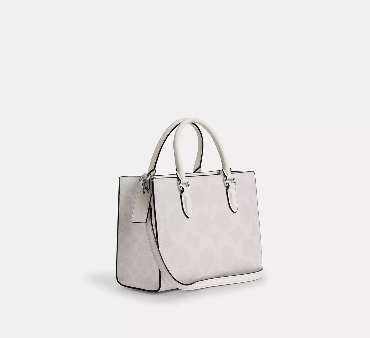 Coach Maggie Small Tote Bag In Blocked Signature Canvas White Chalk