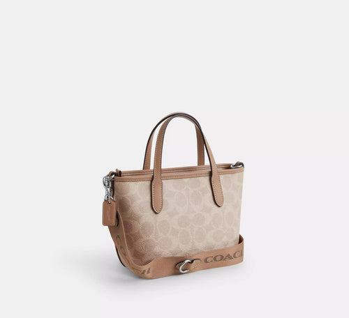 Coach City Mini Tote Bag In Signature Canvas Sand Taupe