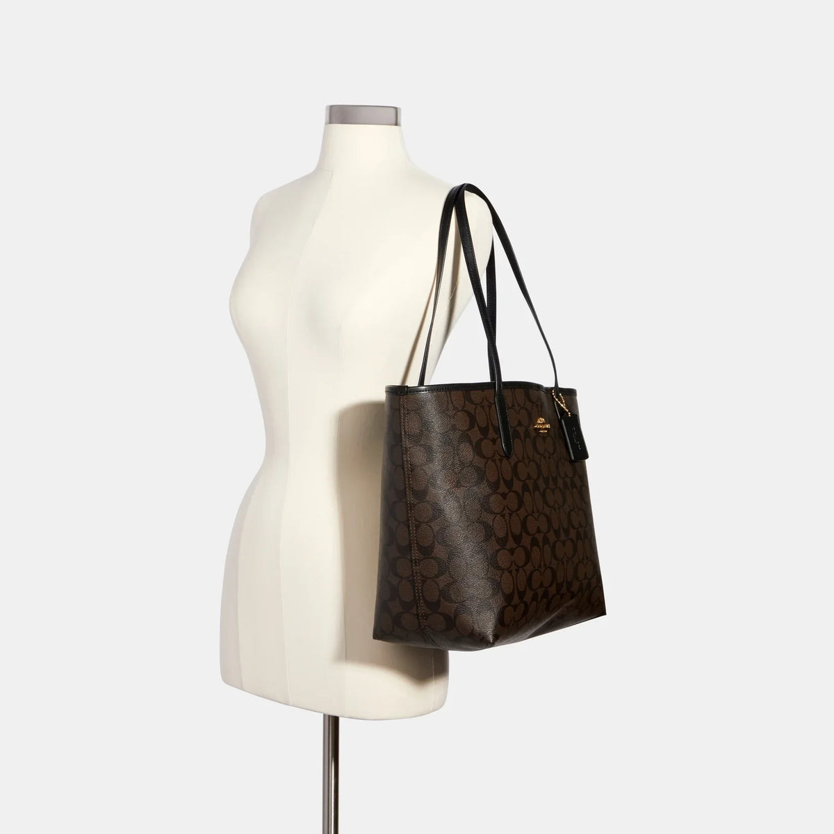 Coach City Tote Bag In Signature Canvas Brown Black