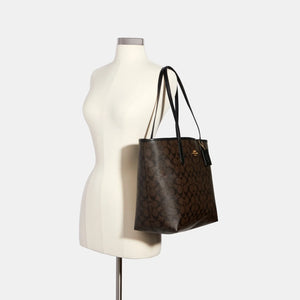 Coach City Tote Bag In Signature Canvas Brown Black