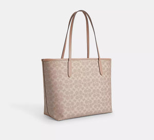 Coach City Tote Bag In Signature Canvas Sand Taupe