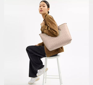 Coach City Tote Bag In Signature Canvas Sand Taupe