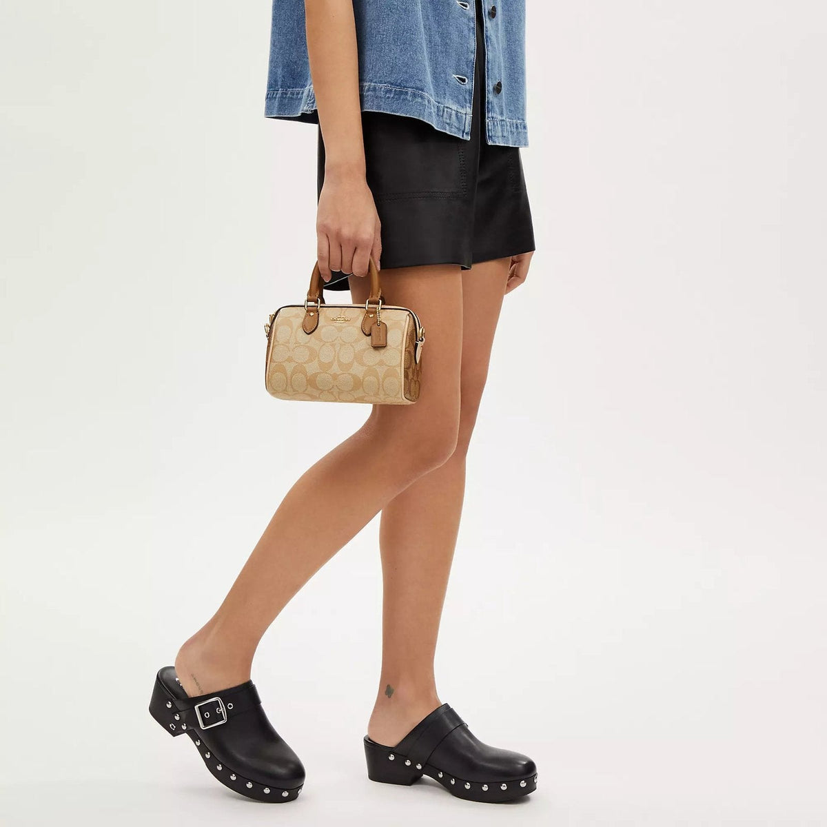 Coach Mini Rowan Crossbody In Signature Canvas sand saddle