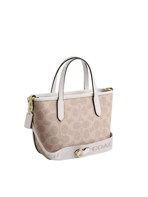 Coach City Mini Tote Bag In Signature Canvas Sand/Chalk
