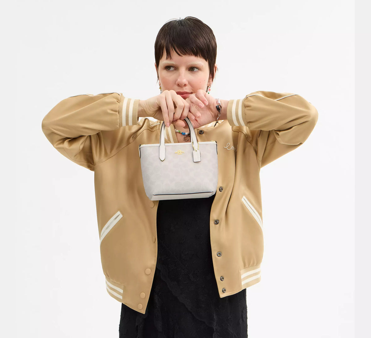 Coach City Mini Tote Bag In Signature Canvas White/Chalk