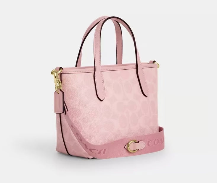 Coach City Mini Tote Bag In Signature Canvas Pink