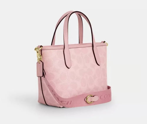 Coach City Mini Tote Bag In Signature Canvas Pink
