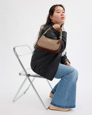 Coach Teri Shoulder Bag In Signature Canvas Tan Brown