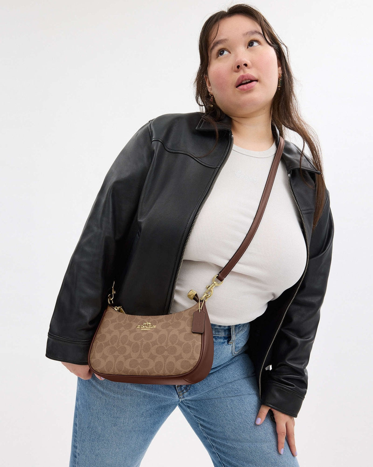 Coach Teri Shoulder Bag In Signature Canvas Tan Brown
