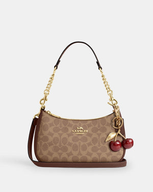 Coach Teri Shoulder Bag In Signature Canvas Tan Brown