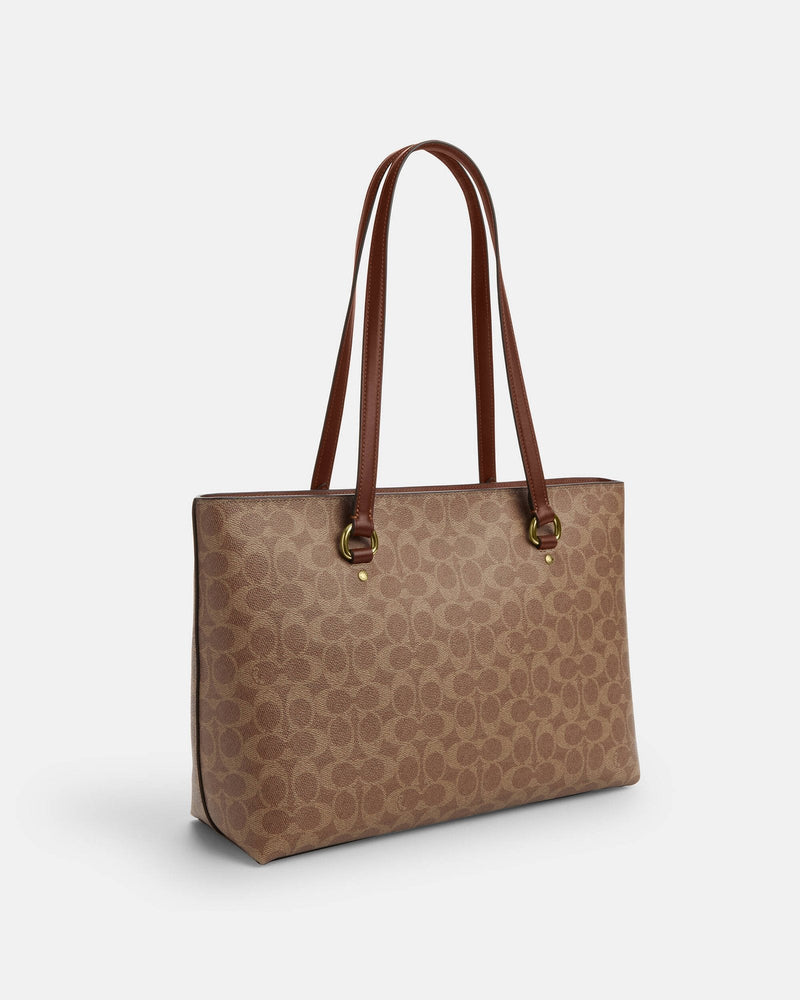 Coach Station Tote Bag In Signature Canvas Dark Beige