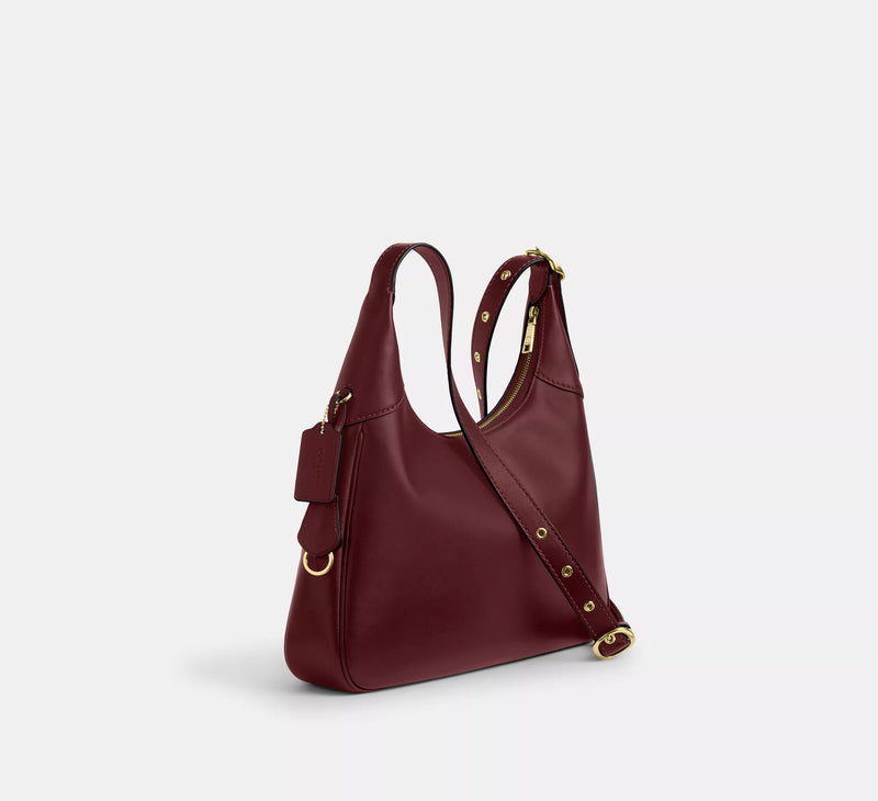 Coach Ella Shoulder Bag Gold Maroon