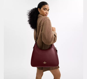 Coach Ella Shoulder Bag Gold Maroon