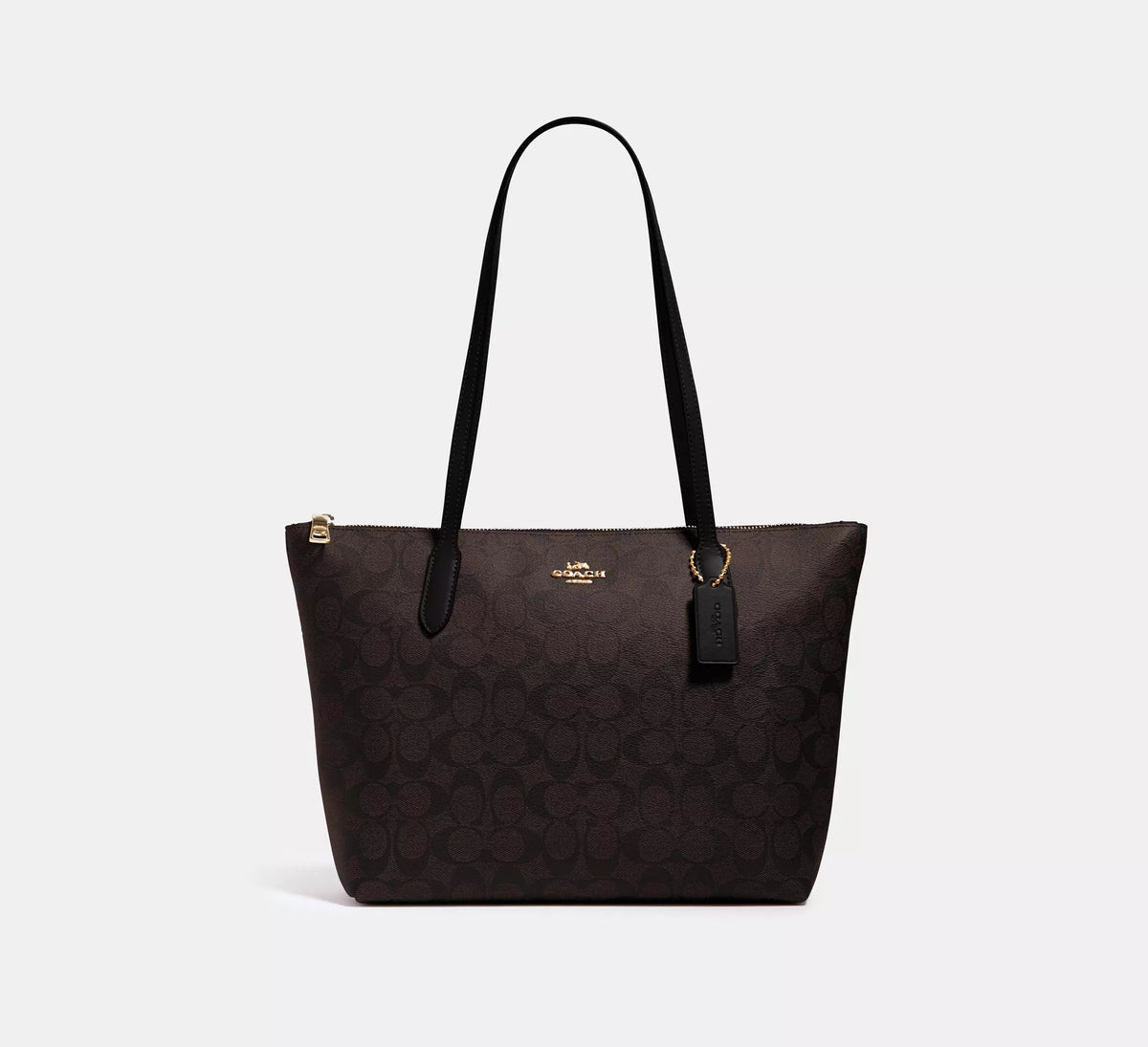 Coach Zip Top Tote Bag In Signature Canvas