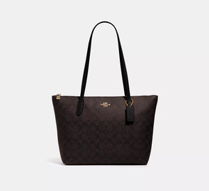 Coach Zip Top Tote Bag In Signature Canvas