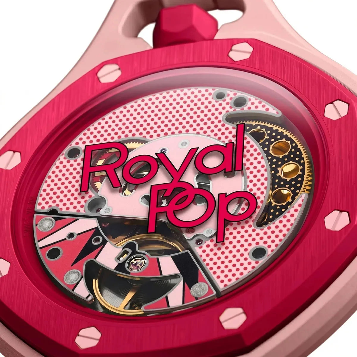 Audemars Piguet x Swatch Royal Pop OTTO ROSSO Unisex Pocket Watch – Pink Dial & Cherry Red Bezel