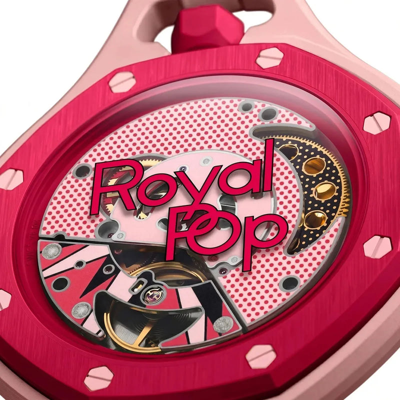 Audemars Piguet x Swatch Royal Pop OTTO ROSSO Unisex Pocket Watch – Pink Dial & Cherry Red Bezel